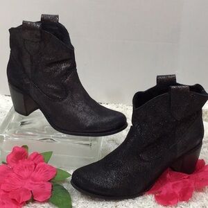 Felmini black sparkle pul on leather boots 40